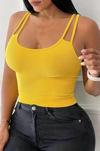 TANE TASARIM Kadın Çift Askılı Kaşkorse Sarı Crop 024