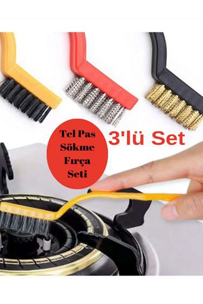 GOLDRİSE 3 Pieces Cooker Oven Barbecue Grill Airfryer Cleaning Wire Rust Removal Brush 3 Pieces Oil Cleaning Brush