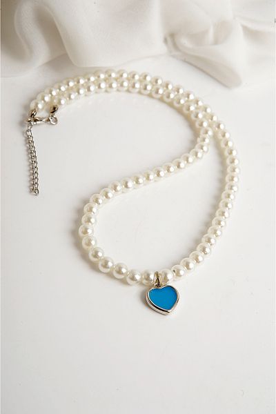 EUROMODA Pearl Necklace and Earring Set - Heart Design