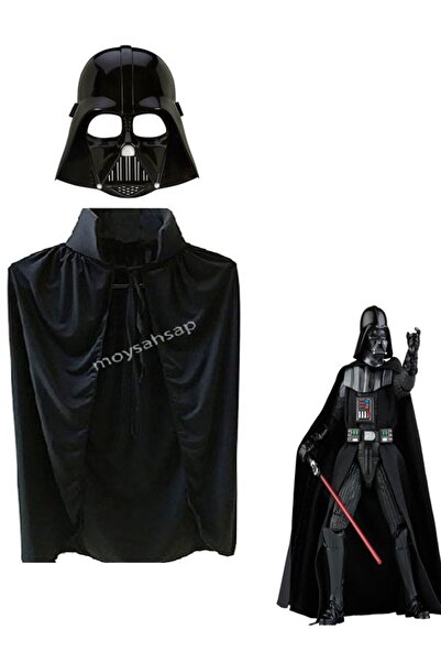 moysahsap party&ahşap moys-Darth Vader Star Wars  Çocuk Pelerin + Maske 2 Parça Seti