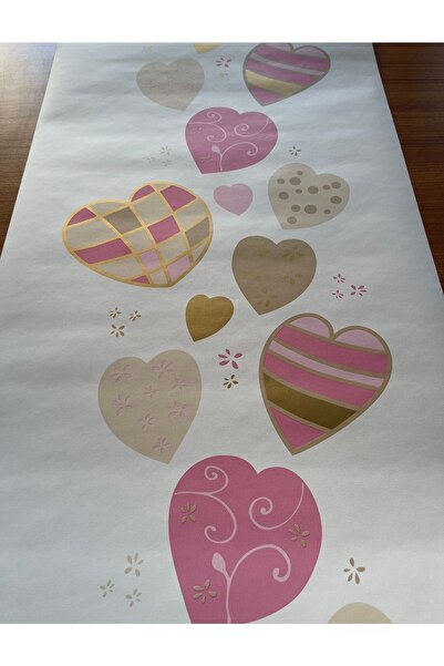 BAŞYAPI DİZAYN Kalpli Ithal Duvar Kağıdı (5m²)