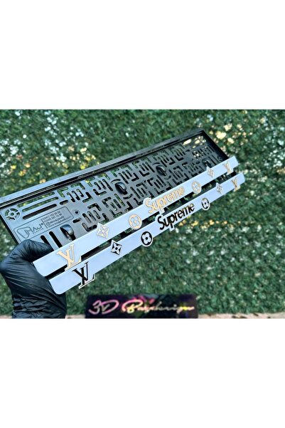3dbaydesign Supreme Gold Yazılı Pleksi Plakaklık 2 Adet Büyük