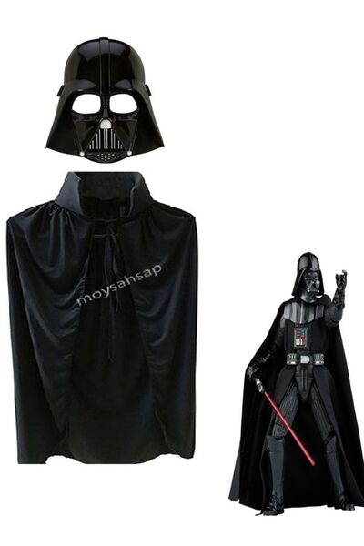 moysahsap party&ahşap moys-Darth Vader Star Wars  Çocuk Pelerin + Maske 2 Parça Seti