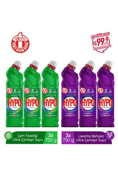 Hyper Hypo ULTRA ÇAMAŞIR SUYU 3 ÇAM VE 3 LAVANTA 750 GR X 6 ADET