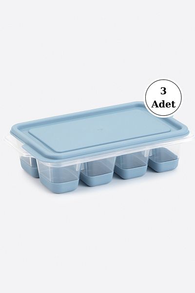 PONÇİK STORE 3 Pieces Silicone Based Lid Press-Out Ice Mold - 8 Compartment Non-Stick Icebox