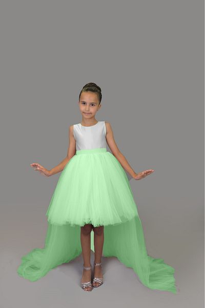 nsmkidslife Fata - Fusta tutu pufoasa cu coada lunga, combinatie de bal pentru petrecerea de absolvire