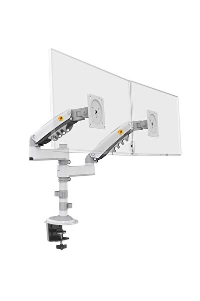 Ergoflex North Bayou Nb H180 17"-27" Çift Kol Amortisörlü Monitör Kolu 2-9 Kg Monitör Standı Beyaz