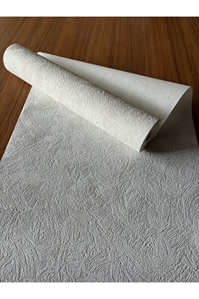 BAŞYAPI DİZAYN Kırık Beyaz Boyanabilir Fırça Darbe Desenli Ithal Duvar Kağıdı (5m²)