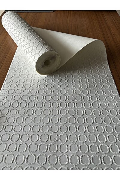 BAŞYAPI DİZAYN 3D Efektli Kırık Beyaz Boyanabilir Geometrik Desenli Ithal Duvar Kağıdı (5m²)