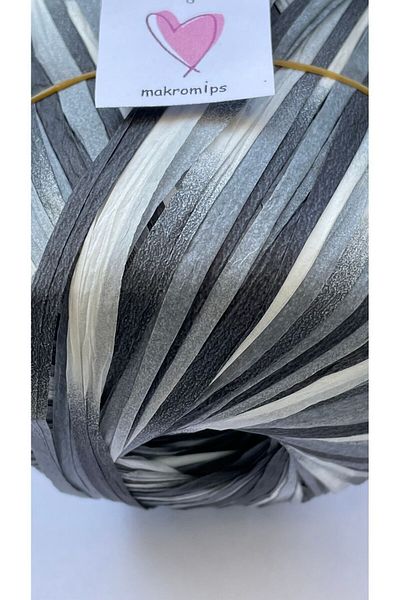 Makromİps PREMIUM MIX SOFT RAFFIA - 50gr 65m Μαλακή τσάντα, Πολύχρωμη και Φυσική Μαρμάρινη