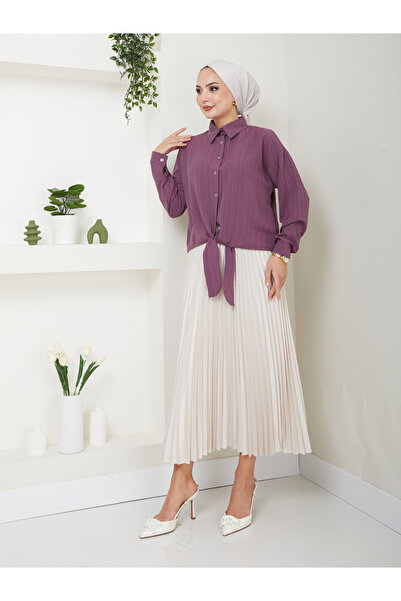 VOLT CLOTHİNG Viscose Trend Women's Shirt - Tie-Up Fabric