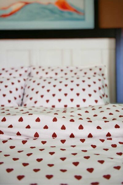 Setekshome Red Heart Duvet Cover Set Single Lover