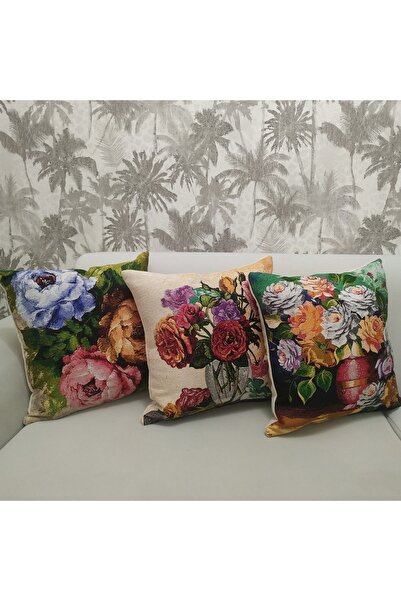 Gold home design 3 Adet Goblen Dokuma Kırlent Kılıfı