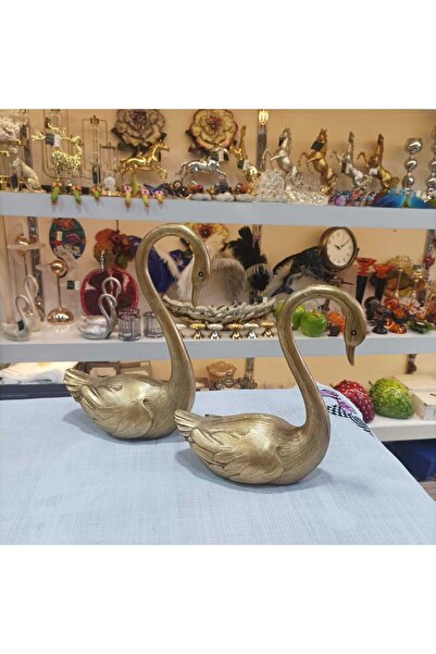 Gold home design 2'li dekoratif kuğu biblo