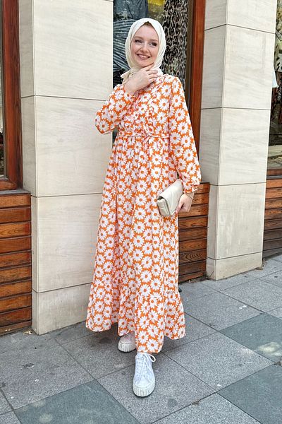 Gizce Orange Milos Dress