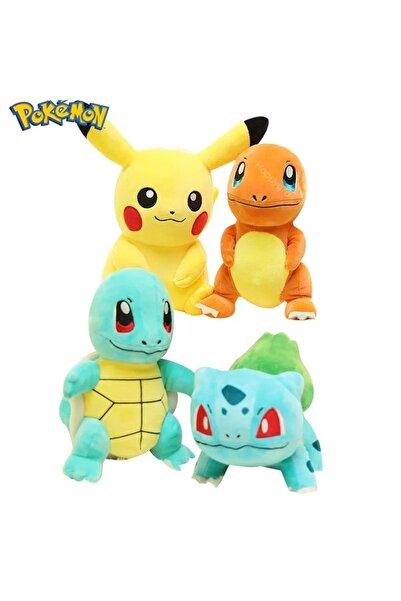 Takara Tomy Charmander, Bulbasaur, Pikachu Ve Squirtle 20-25cm Pokemon Peluş Oyuncak set