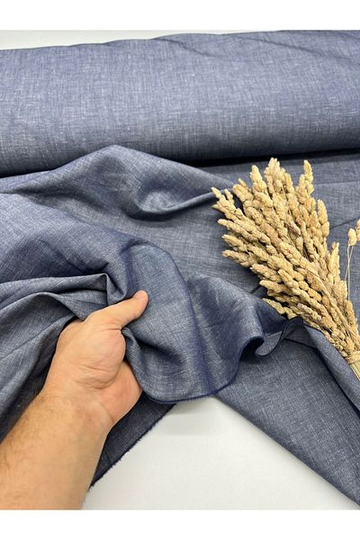 Kumaş Sevdası Țesătura din denim din bumbac și in are structură solidă - nu se arată în interior (lățime 150 cm)