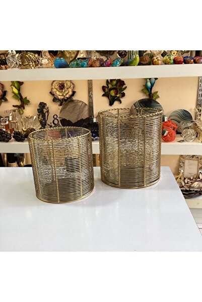 Gold home design 2’li Cam Şamdan Mumluk & Vazo