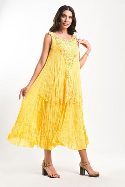 Sosyete Kaplumbağa Authentic Voile Cotton Guipure Detailed Strappy Maxi Dress