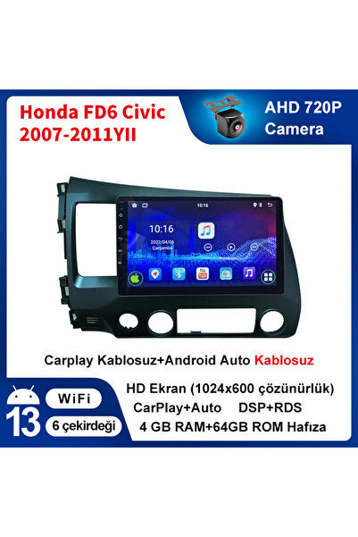 Conico Honda FD6 Civic 2007-2011Yıl 4GB Ram 64GB Rom Hafıza Multimedya Kablos...