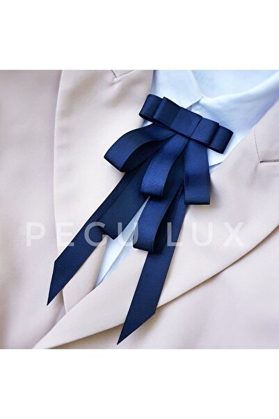 Lux Navy Blue Ribbon Brooch School, redemption,bag,shawl,shirt Accessory