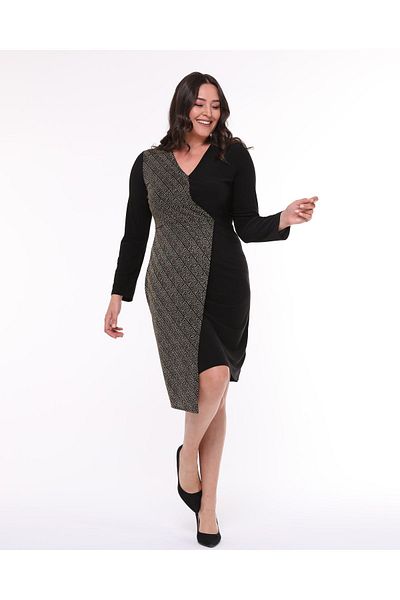 Asees Medium Size Double Breasted Collar Asymmetrical Evening Dress