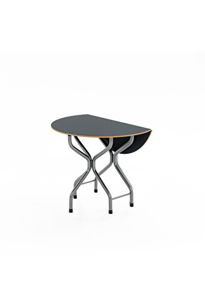 Akkaya Ticaret Yeni Katlanır Kırma Yuvarlak Siyah Masa Sandalye Takımı Seti