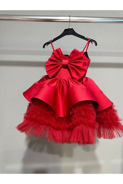 She Dress Bow Detailed and RuFFle Chest Dress