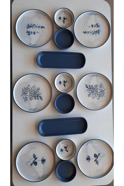 Keramika 14 Pieces 6 Winter Breakfast Set - Blue Magic