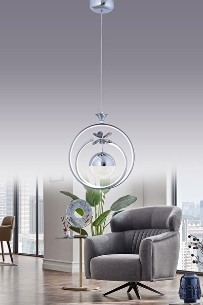 HİRALUCE Fault 3 Renk Krom ( Sarı Beyaz Ve Gün Işığı ) Luxury Led Kristal Taşlı Avize Concept