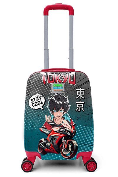 Coral High Kids Anime Motorsiklet Desenli Çocuk Valizi 16782