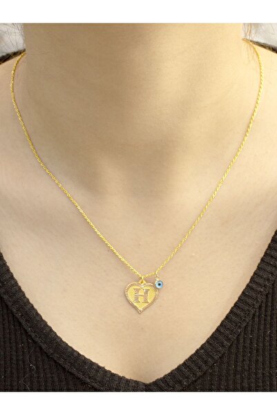 Zeynepli gold & jewelry 14 Ayar Altın Kalpli H Harfli Kolye