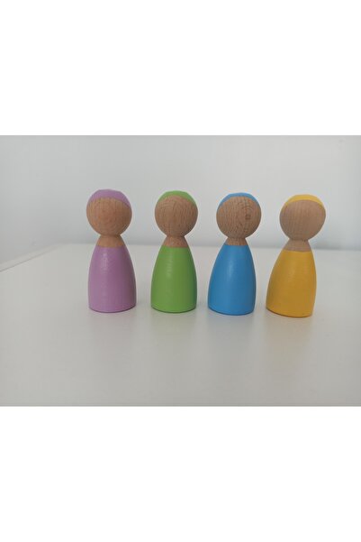 Gepetto لعبة Pegdoll الخشبية الملونة - مجموعة من 4 قطع