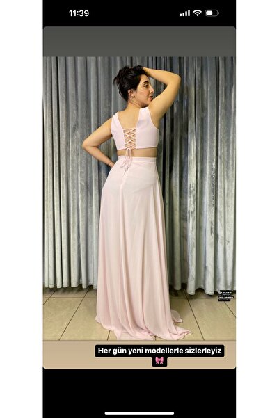 Abiye's DEKOLTELİ PUDRA EVDEN ÇIKMA NİŞAN NİKAH SÖZ TASARIM ABİYE