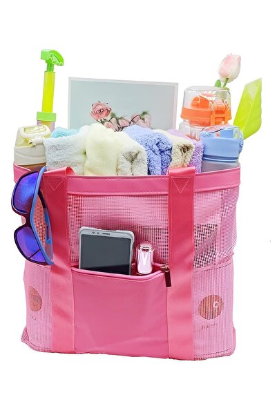 akcaglow Yırtılmaz file ve Su geçirmez ön Cepli Plaj Omuz Çantası