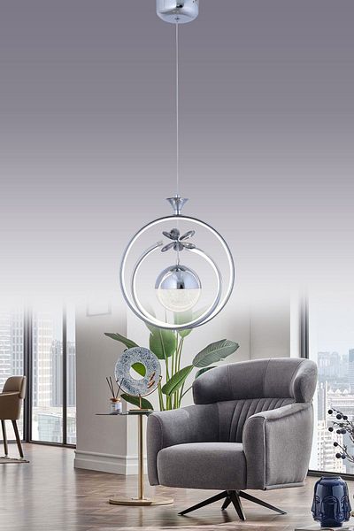 HİRALUCE Fault 3 Color Controlled and Dimmered Silver (Yellow White and Daylight) Luxury Crystal Stone Led Chandelier