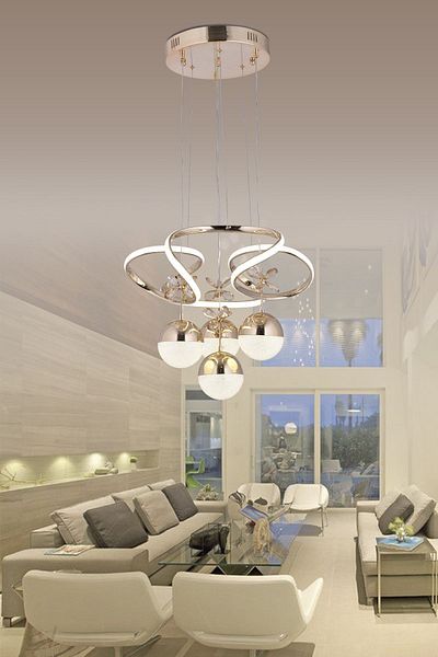 HİRALUCE Daisy Colored LED Crystal Stone Chandelier with Remote Control and Dimmer - Gold (Yellow, White and Daylight)