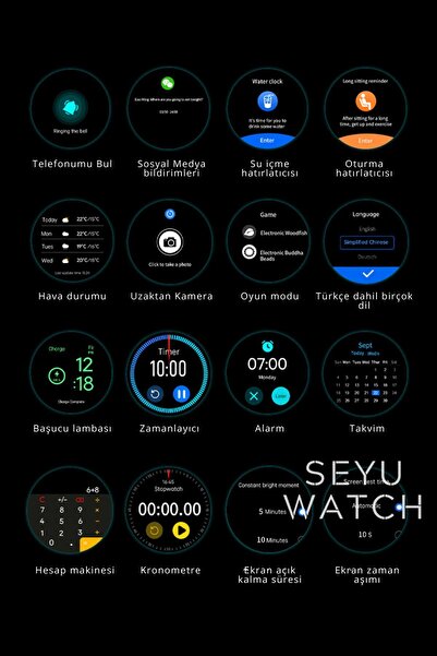 SEYUWATCH Watch Pro Gs 4 Akıllı Saat Iphone Ve Android Telefonlara Uyumlu Gümüş Smartwatch
