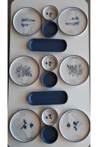 Keramika 14 Pieces 6 Winter Breakfast Set - Blue Magic