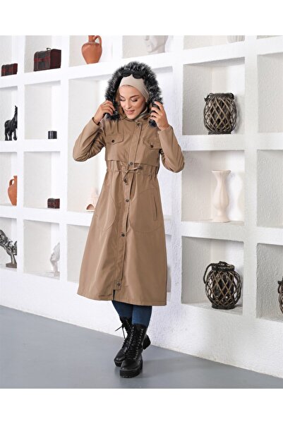 MİSSKAYLE Tunnel Detailed Hijab Mink Coat