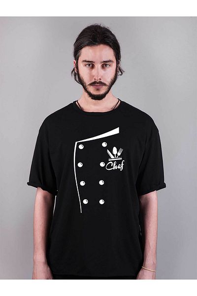 Darkia Черна тениска с щампа Cheff Oversize