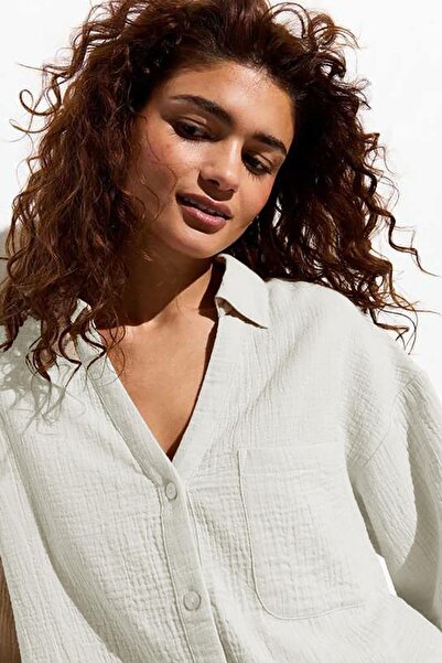 Seeh Πουκάμισο Muslin Λευκό Ημιμάνικο - SH164