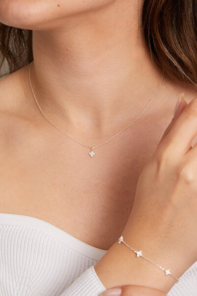 Elika Silver 925 Ayar Gümüş Minimal Kolye ve Bileklik Set