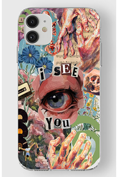 moonset Iphone 11 Uyumlu I See You Tasarımlı Baskılı Şeffaf Telefon Kılıfı