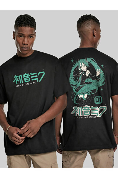 CONSTRAİN Hatsune Miku Cv01 Vocaloid Tricou negru unisex imprimat față și spate