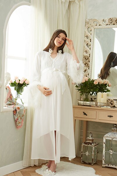 Cossy By Aqua Otrişli Şifon Pullu Brodeli Sabahlık CossybyAqua 24515