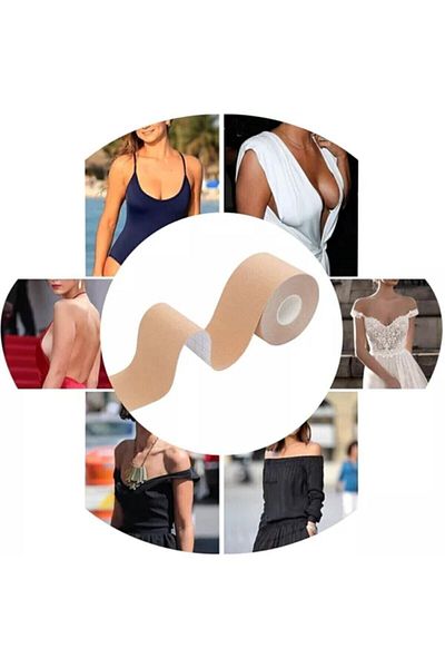 Beauty Box Sâni strânși 7,5 cm*5 m Culoarea pielii Bandă pentru sâni rezistentă la apă Bandă pentru sâni Bandă pentru kineziologie