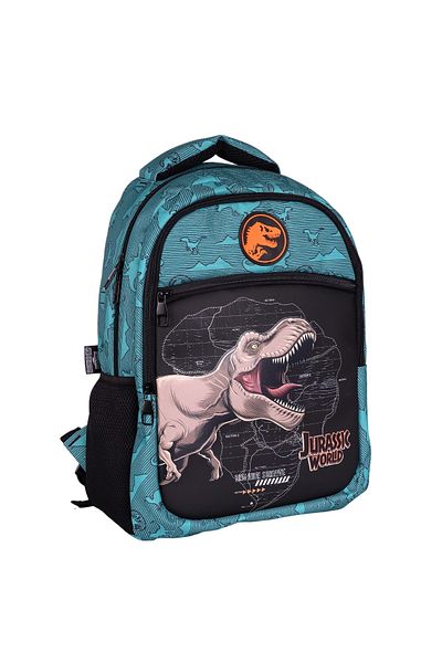 WİGGLE Wiggle Jurassic World - Kids School Backpack 3 Compartments and Pockets, Turquoise-Black
