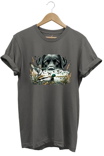 WİDİ Κυνήγι Labrador Hunting Dog Duck Hunting Duck Hunter με στάμπα κανονική εφαρμογή 100% βαμβακερό γκρι μπλουζάκι