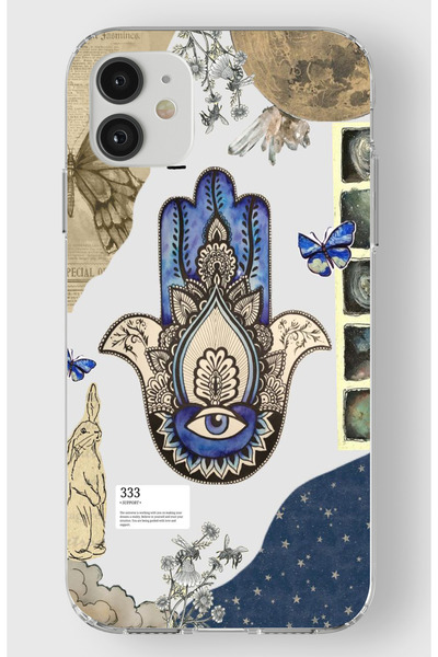 moonset Iphone 11 Uyumlu Nazar Göz Tasarımlı Baskılı Şeffaf Telefon Kılıfı
